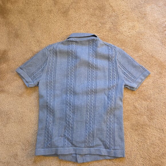 J.Crew Short-Sleeve Cotton Cable-Knit Sweater Polo (Style BP641) – Light Blue, M - Picture 4 of 4